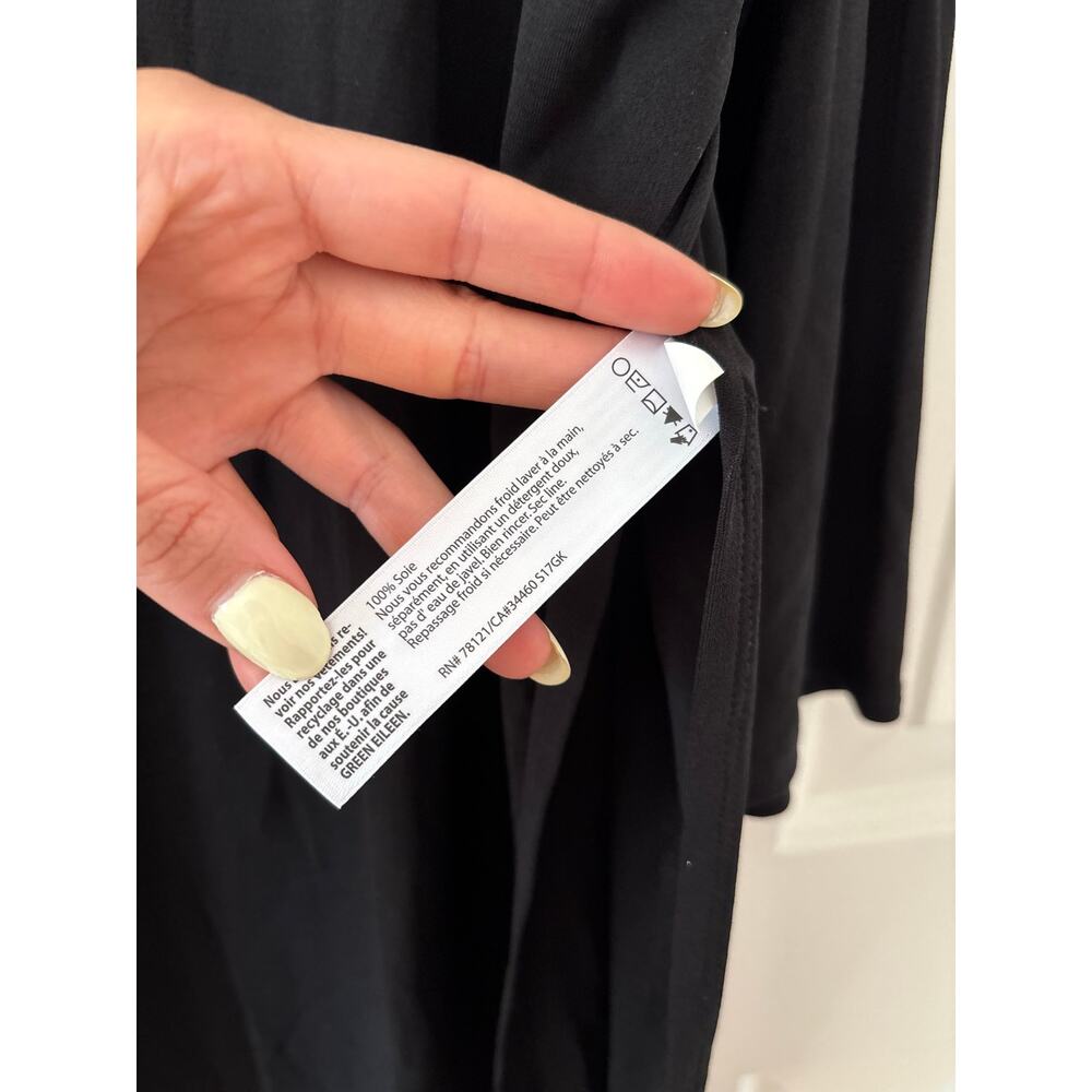 Eileen Fisher Black Silk Jersey Tunic Top Women’s Small Long Sleeve Minimalist - Picture 7 of 9